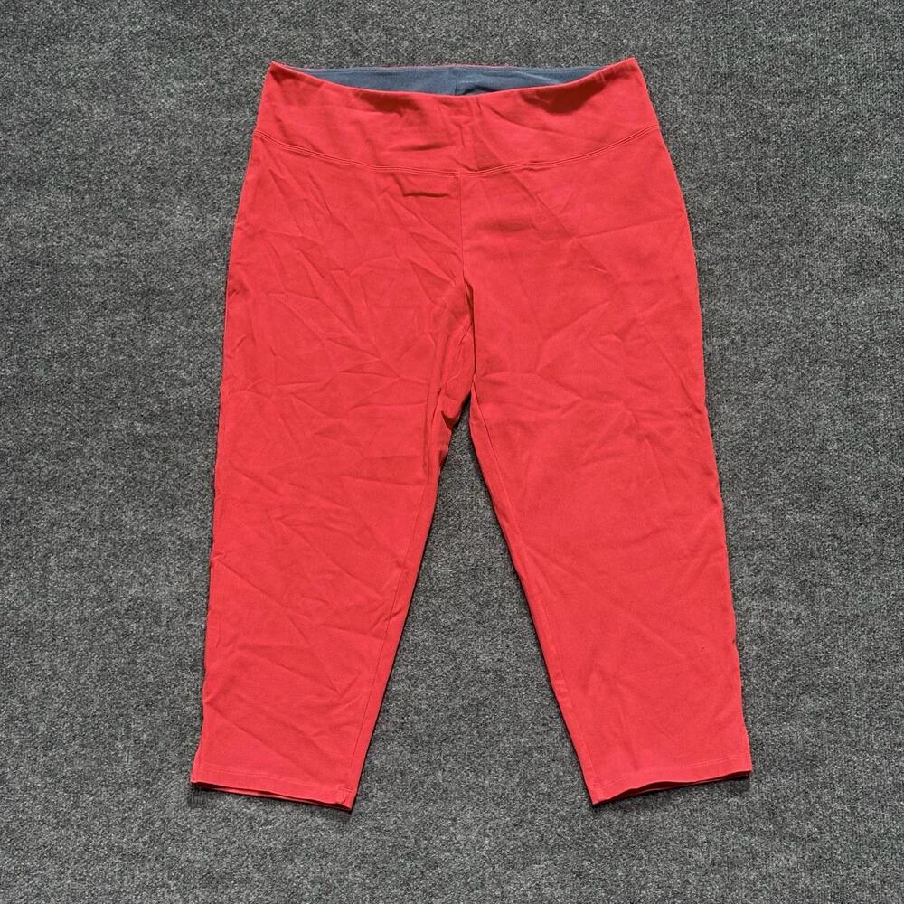 Women With Control Leggings Womens 1X Plus Red Capri Knit Stretch Lined Pants